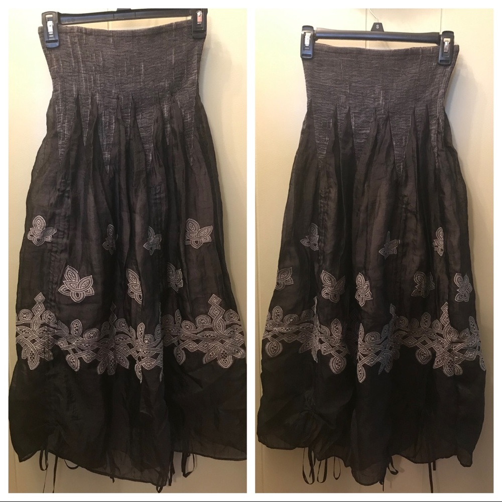 Boho Lapis Maxi Skirt Strapless Dress Pirate OS